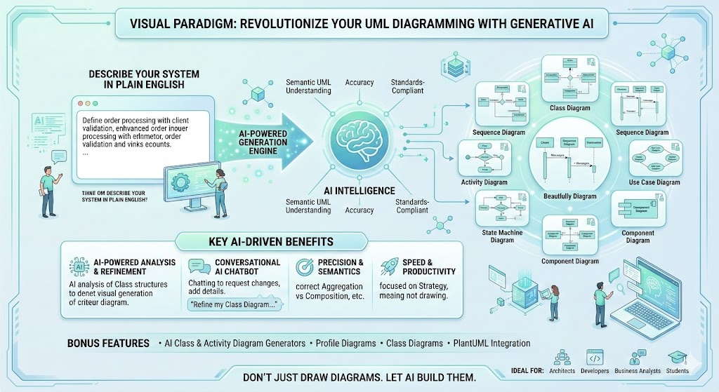 Revolutionieren Sie Ihre UML-Modellierung: Von Text zu professionellen Diagrammen in Sekunden mit Visual Paradigm AI