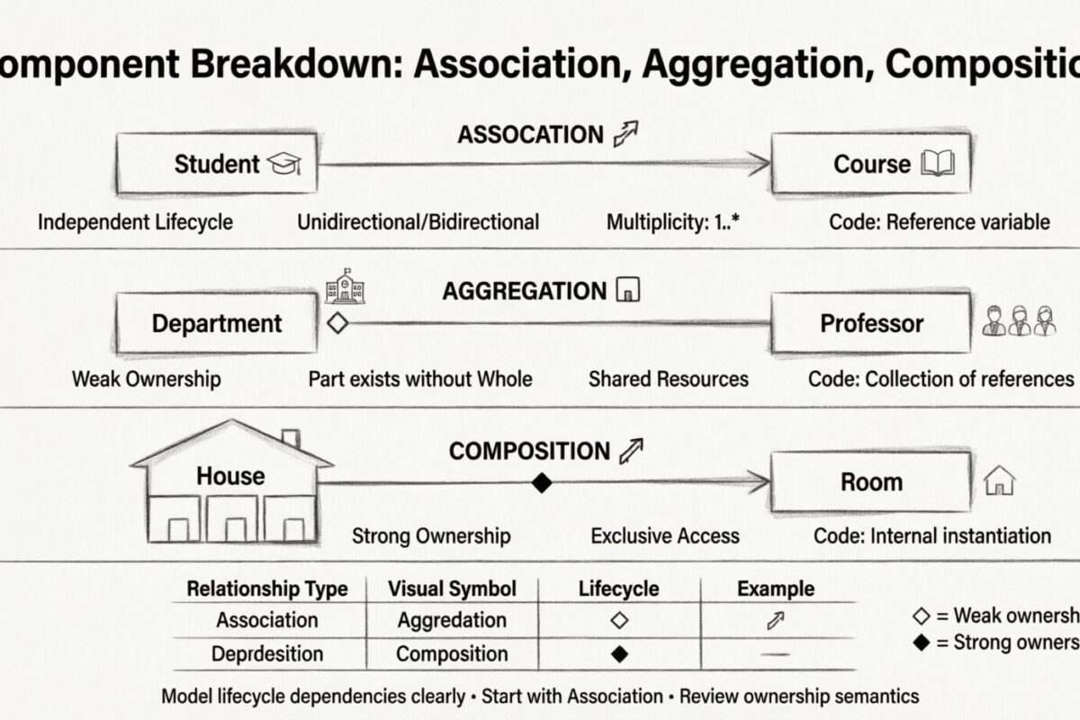 Komponentenanalyse: Aggregation, Komposition und Assoziation klar verstehen