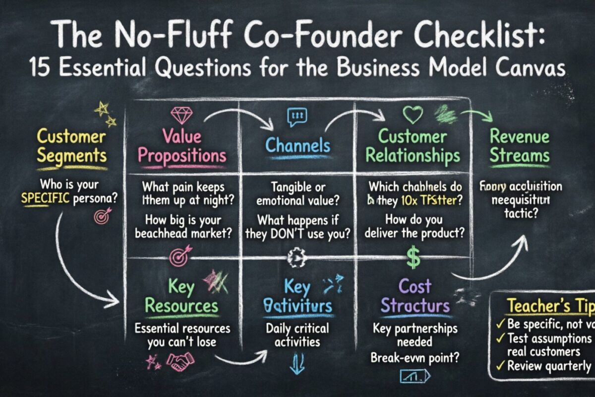 Die keine-Blödsinn-Checkliste: 15 essenzielle Fragen, die jeder Co-Gründer beantworten muss, mithilfe des Business Model Canvas