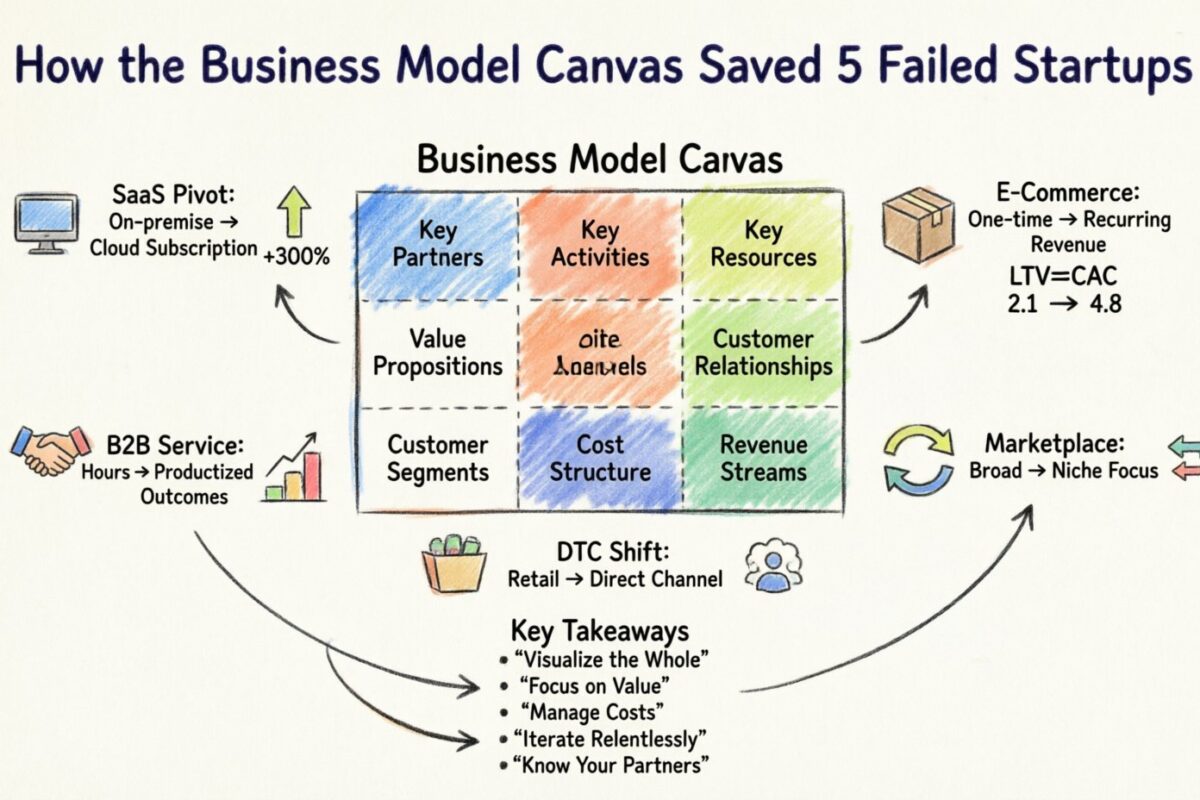 Echte Startup-Geschichten: 5 Fallstudien, die zeigen, wie der Business Model Canvas gescheiterte Unternehmen rettete