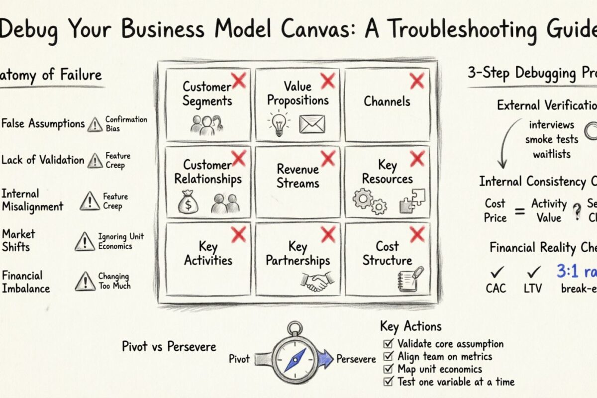 Warum Ihr Business Model Canvas scheitert und genau wie Sie ihn debuggen: Ein Handbuch zur Problemlösung