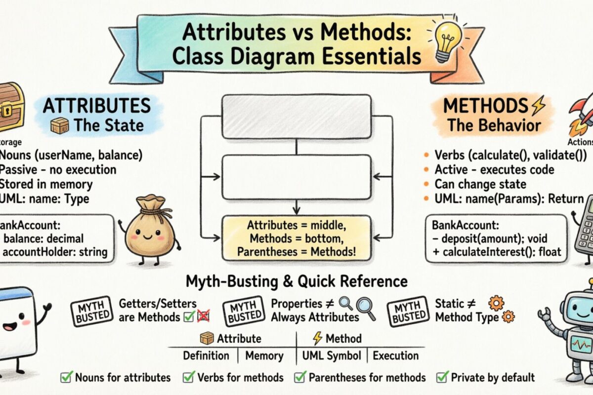 Arrêtez de confondre les attributs avec les méthodes : un guide pour débunker les mythes et créer des diagrammes de classes précis Arrêtez de confondre les attributs avec les méthodes : un guide pour débunker les mythes et créer des diagrammes de classes précis