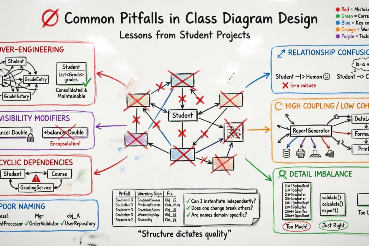Péchés courants dans la conception des diagrammes de classes : leçons tirées de projets réels d’étudiants