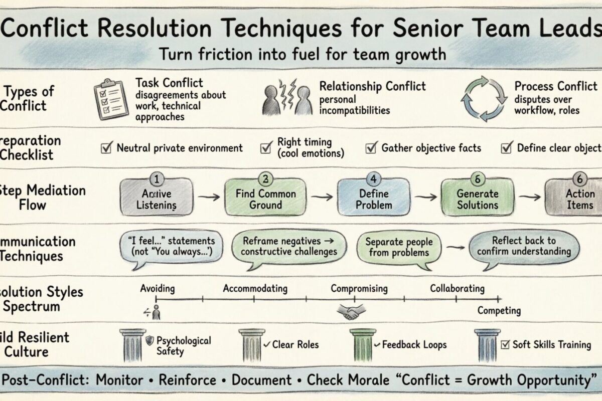 Guide de gestion de projet : Techniques de résolution des conflits pour les chefs d’équipe seniors
