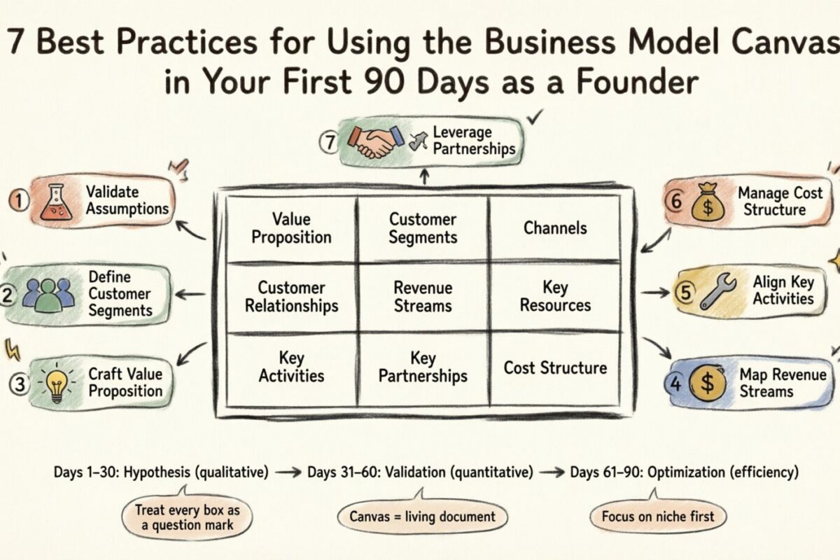 7 meilleures pratiques pour utiliser le Business Model Canvas durant vos premiers 90 jours en tant que fondateur
