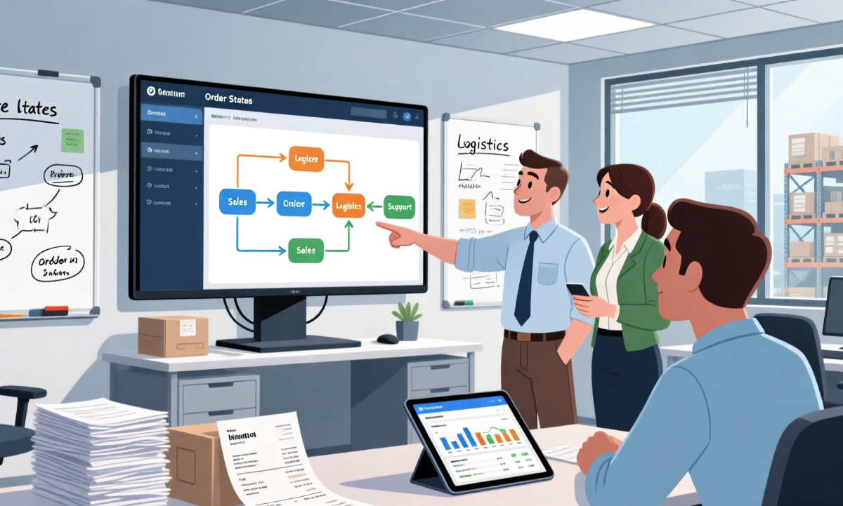 AI-द्वारा उत्पादित राज्य मशीन आरेख केस स्टडी: आदेश जीवनचक्र राज्यों का प्रबंधन