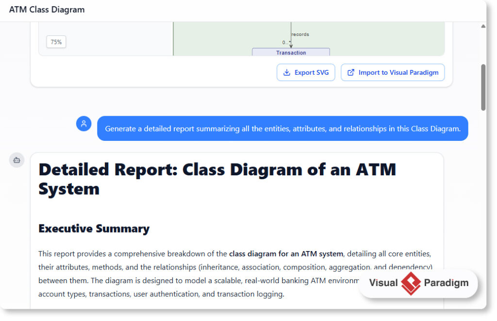 generate more documents and reports from the generated diagrams.