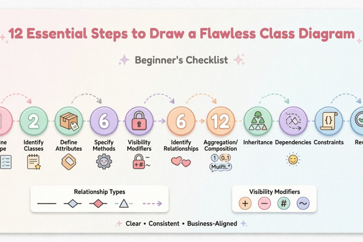 Beginner’s Checklist: 12 Essential Steps to Draw a Flawless Class Diagram Every Time Beginner’s Checklist: 12 Essential Steps to Draw a Flawless Class Diagram Every Time