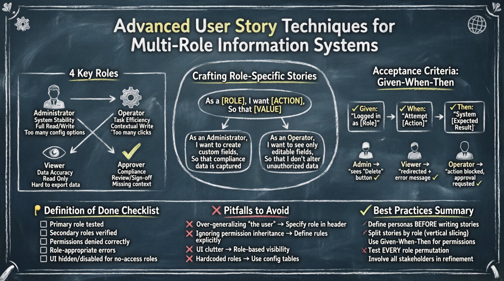Advanced User Story Techniques for Multi-Role Information Systems Advanced User Story Techniques for Multi-Role Information Systems