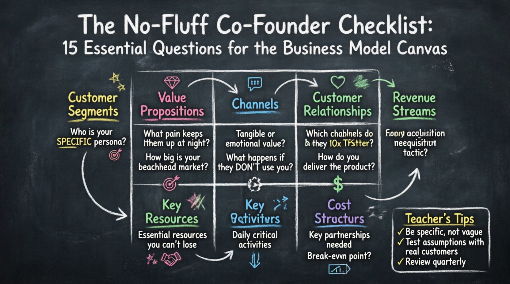 The No-Fluff Checklist: 15 Essential Questions Every Co-Founder Must Answer Using the Business Model Canvas