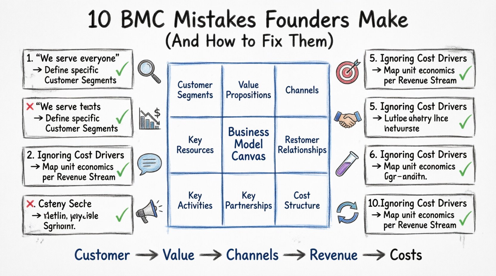 10 Common Mistakes Founders Make When Filling Out the Business Model Canvas (And How to Fix Them) 10 Common Mistakes Founders Make When Filling Out the Business Model Canvas (And How to Fix Them)